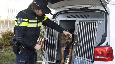 agent laat politiehond uit auto